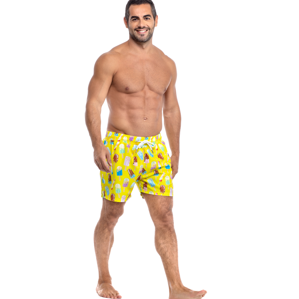 Men Swim Shorts - Treats in Yellow