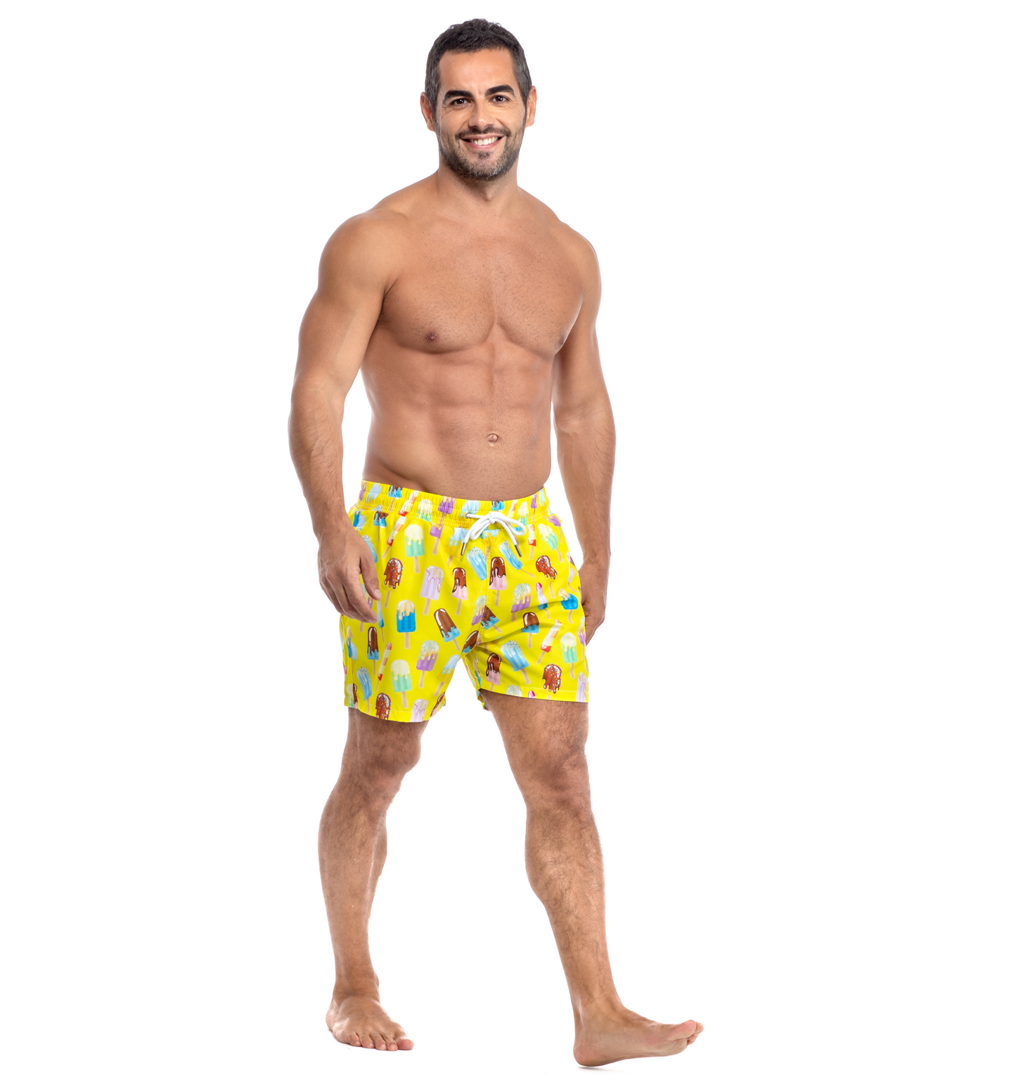 Men Swim Shorts - Treats in Yellow