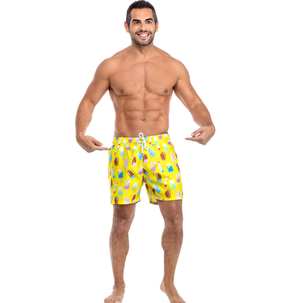 Men Swim Shorts - Treats in Yellow