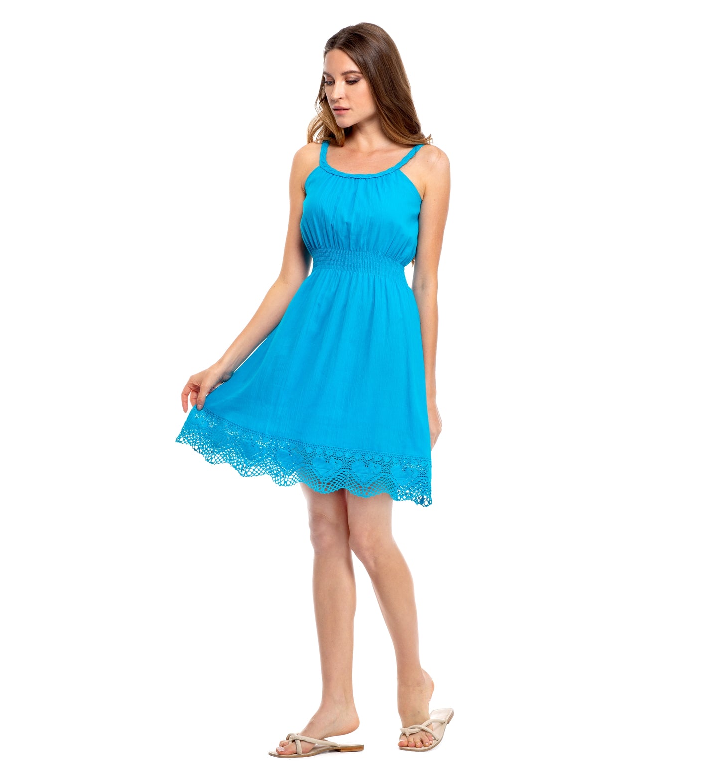 Meshed Dress-Turquoise