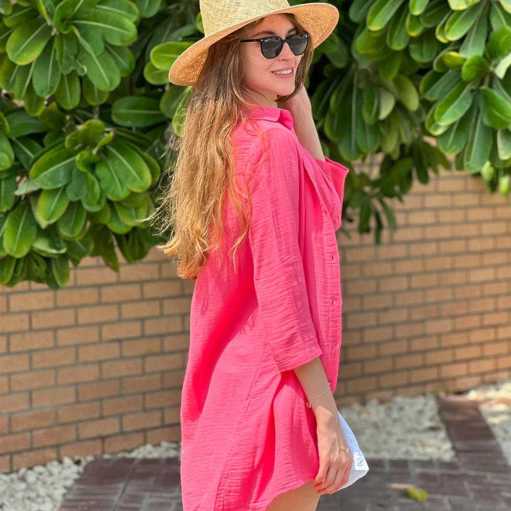 
                      
                        DOUBLE SHIRT TUNIC-HOT PINK
                      
                    