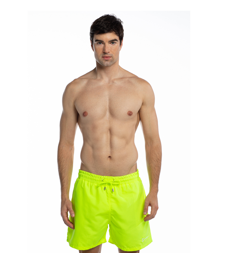 Solid Neon Yellow - Swim Shorts