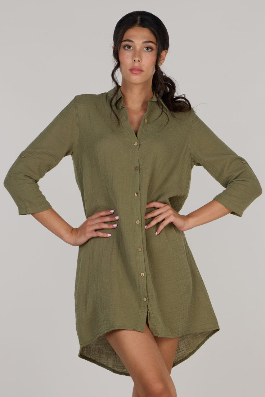DOUBLE SHIRT TUNIC-OLIVE