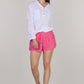 Hand Embroidered Cotton Shorts-Pink