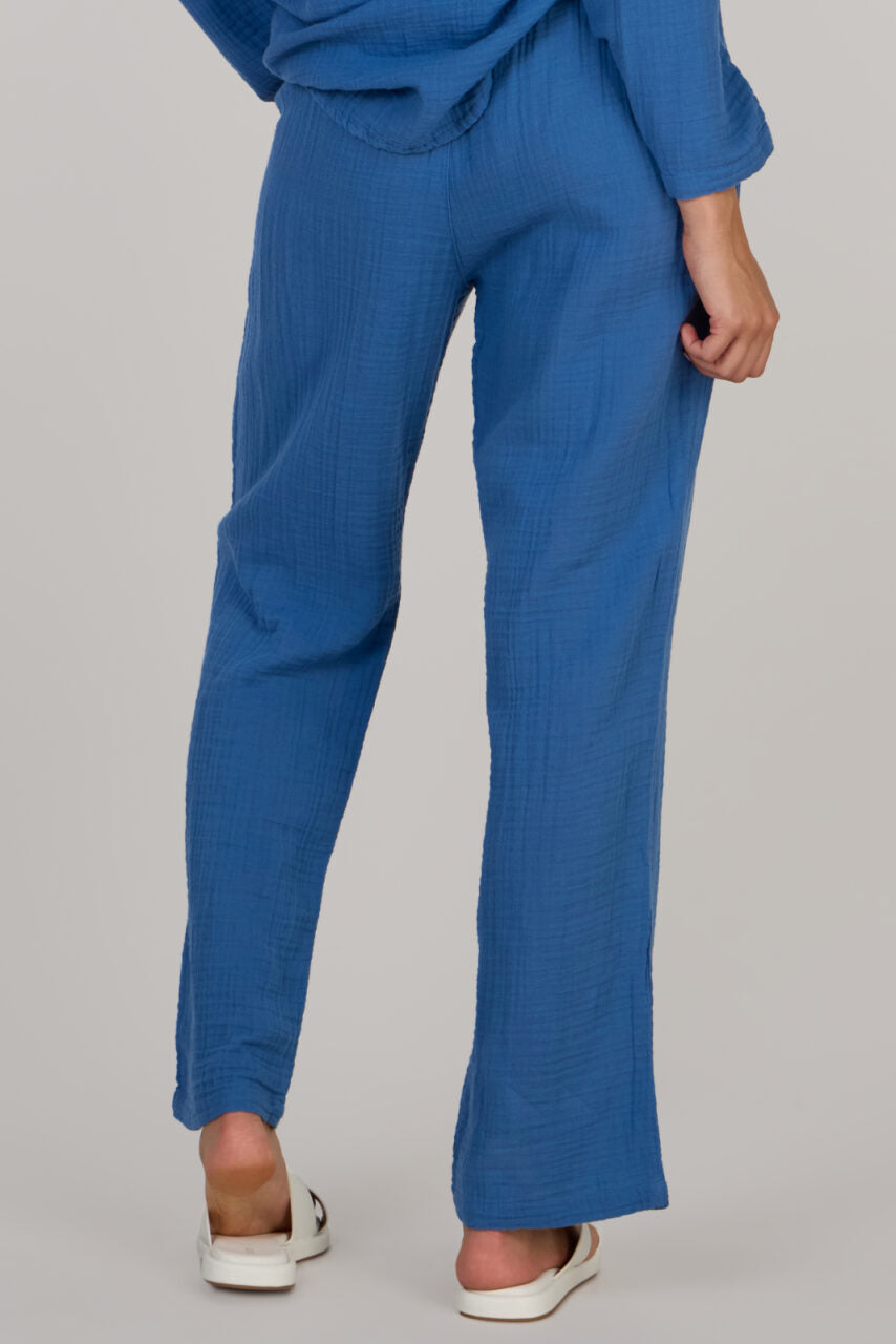 DOUBLE COTTON TROUSERS-INDIGO