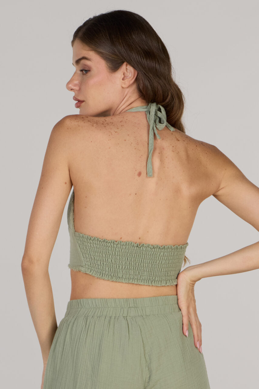 KATTY MINI TOP DOUBLE-LIGHT OLIVE