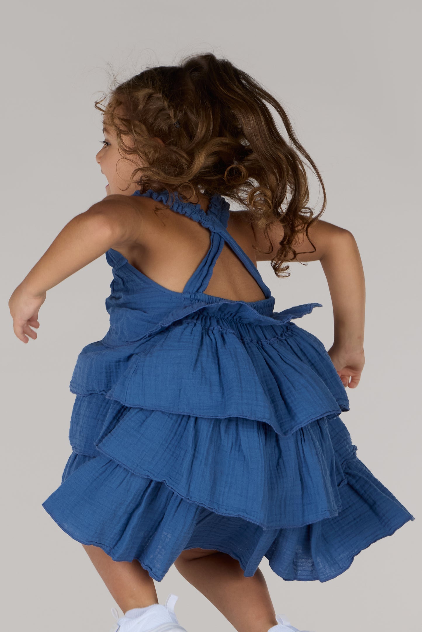 KIDS WAVES DRESS DC-INDIGO