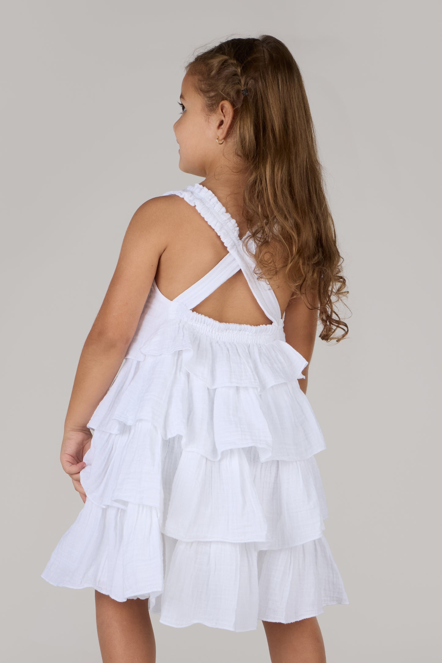 KIDS WAVES DRESS DC-WHITE