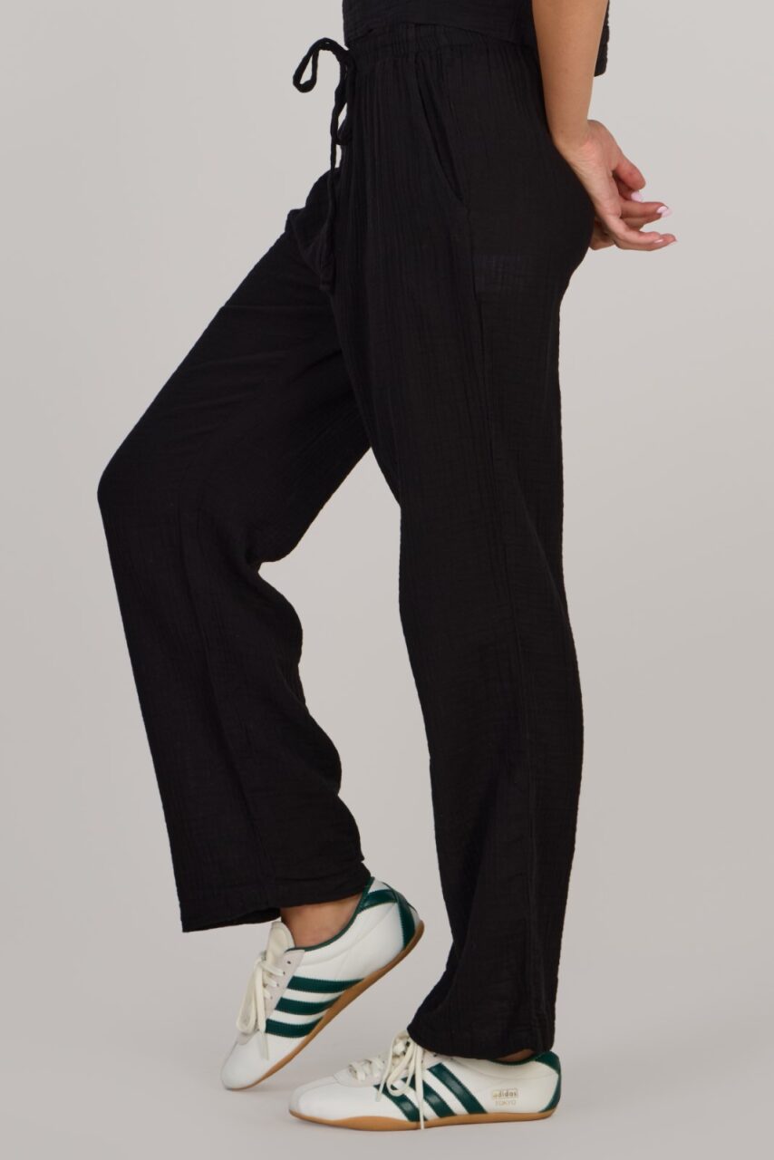 DOUBLE COTTON TROUSERS-BLACK