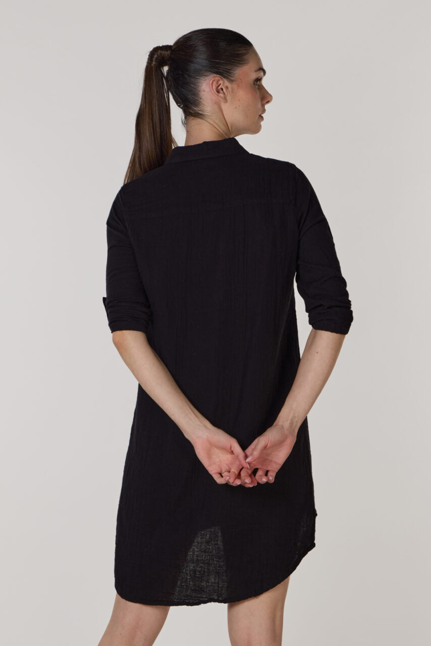 DOUBLE SHIRT TUNIC-BLACK