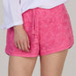 Hand Embroidered Cotton Shorts-Pink