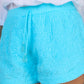 Hand Embroidered Cotton Shorts-Light Turquoise