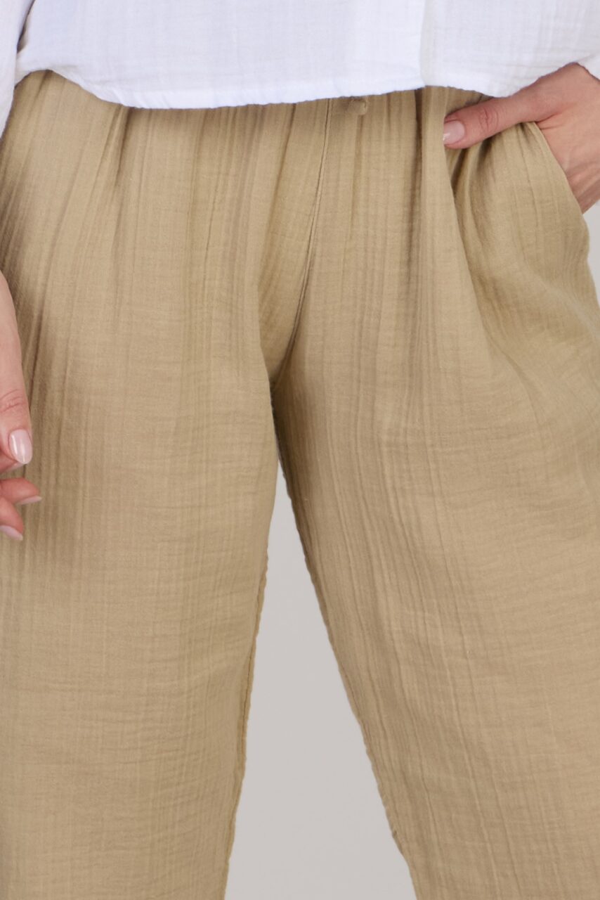 DOUBLE COTTON TROUSERS-MINK