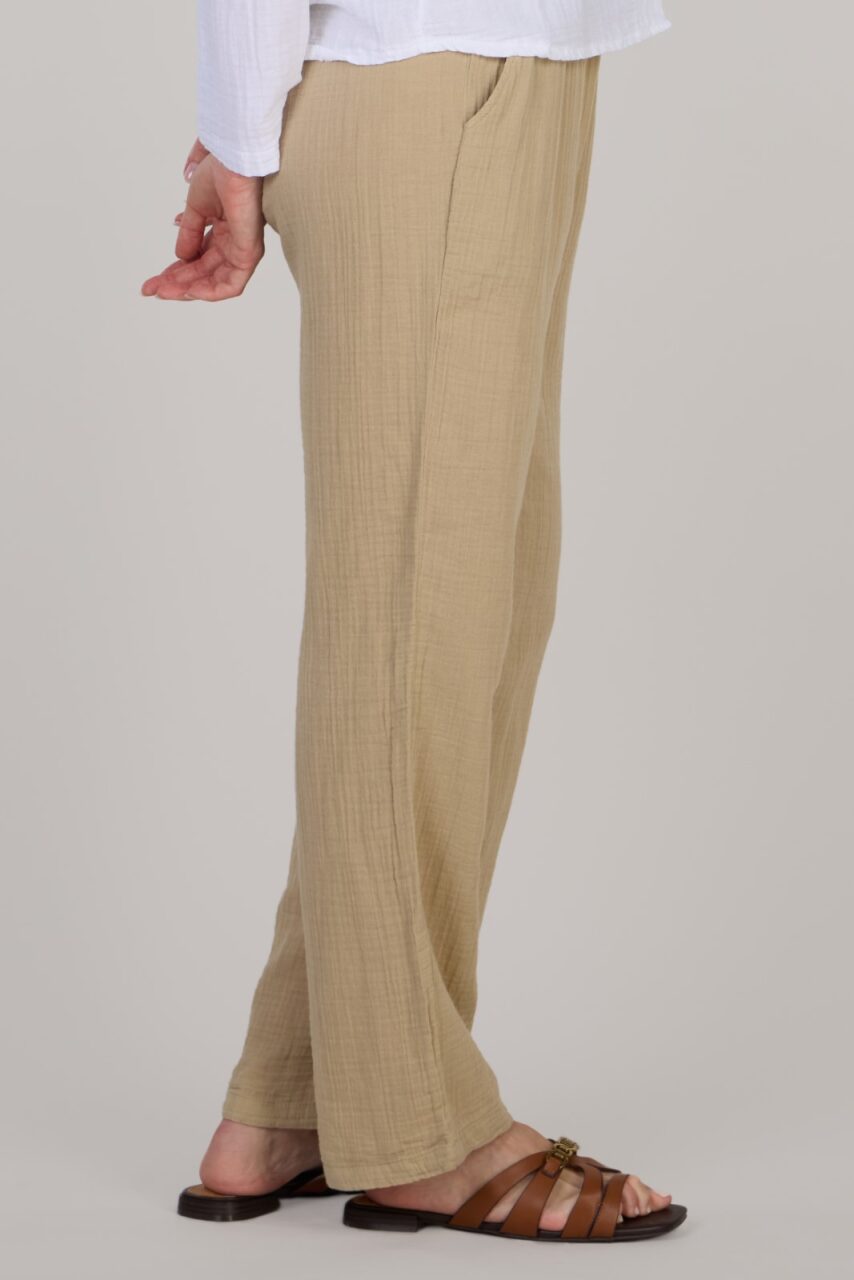 DOUBLE COTTON TROUSERS-MINK