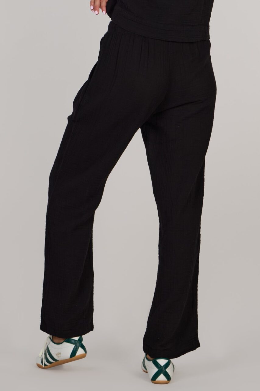 DOUBLE COTTON TROUSERS-BLACK