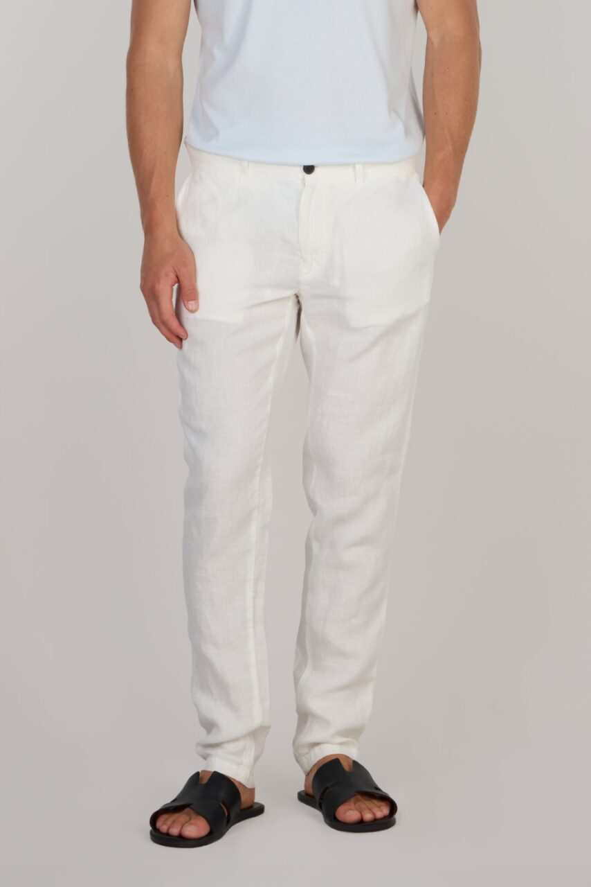 ICONIC LINEN TROUSERS-WHITE