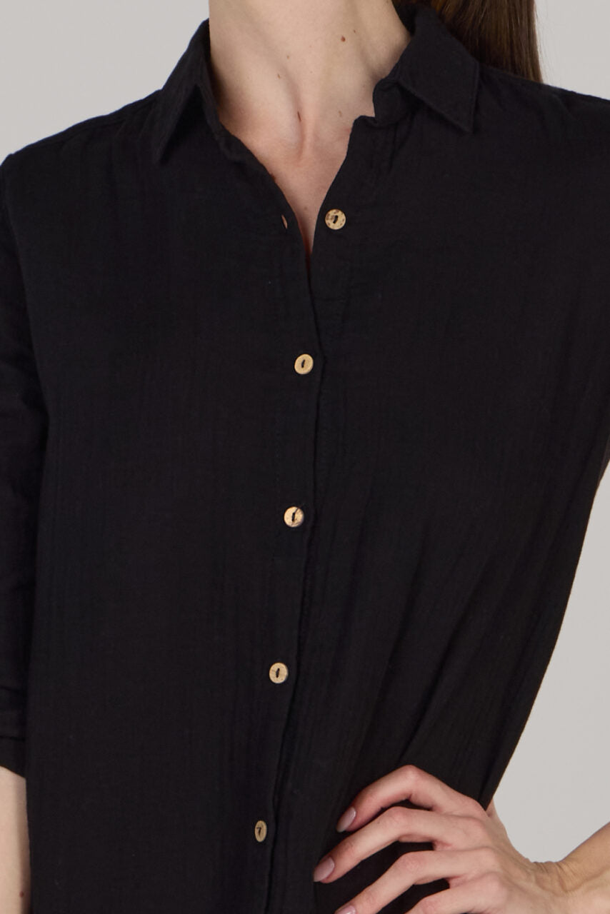 DOUBLE SHIRT TUNIC-BLACK