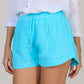 Hand Embroidered Cotton Shorts-Light Turquoise