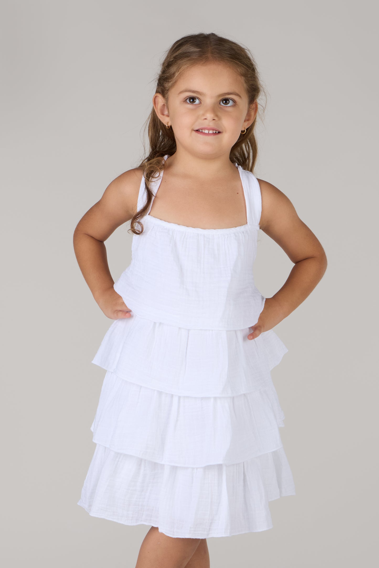KIDS WAVES DRESS DC-WHITE