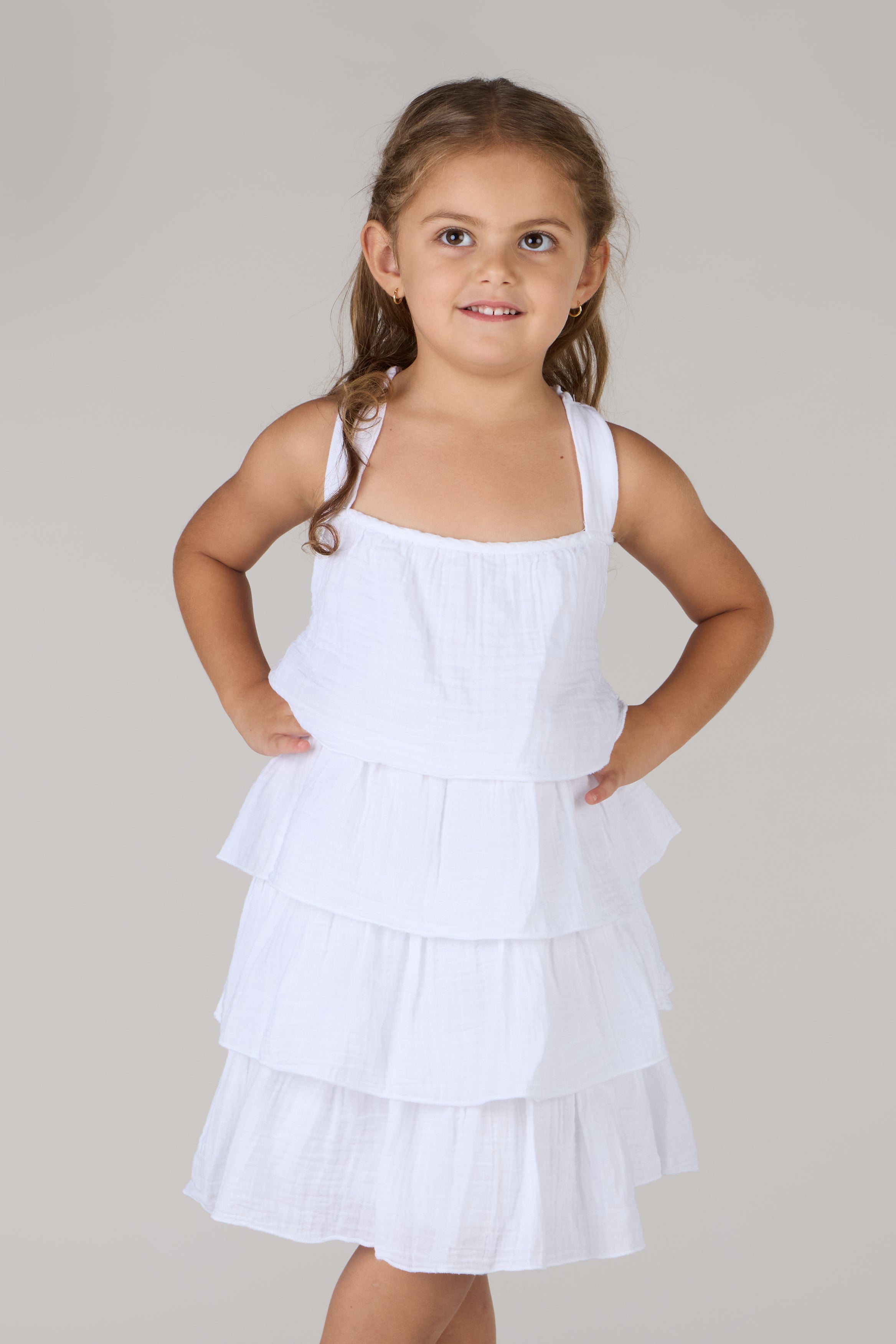 KIDS WAVES DRESS DC-WHITE