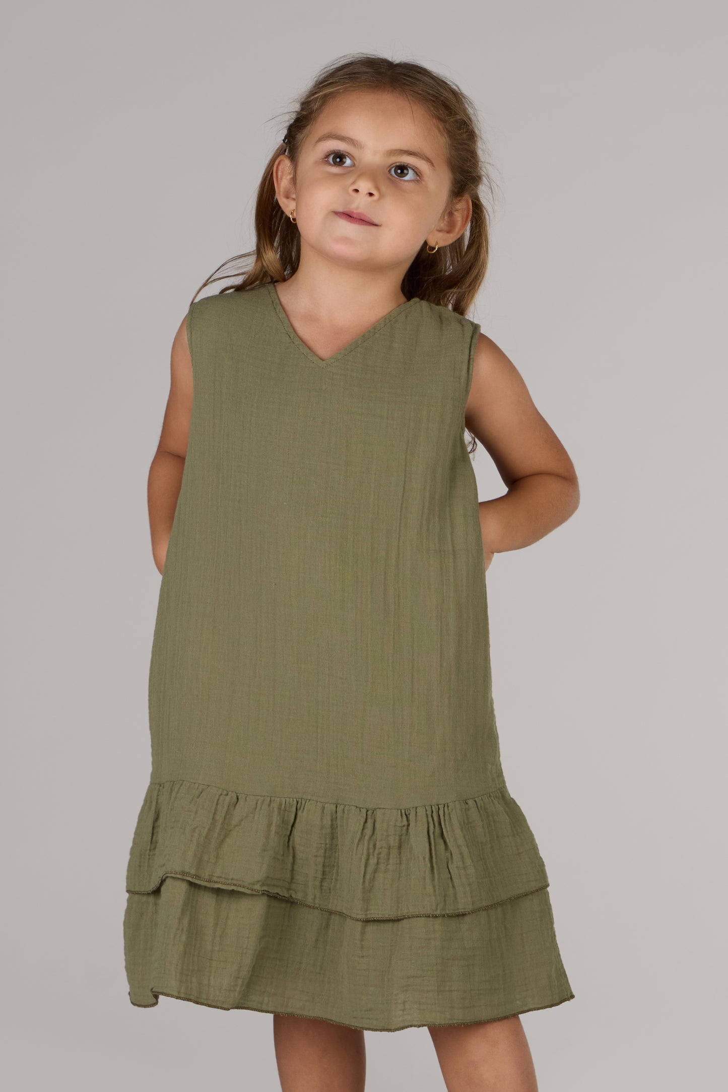 KIDS RIVER DRESS DC-OLIVE