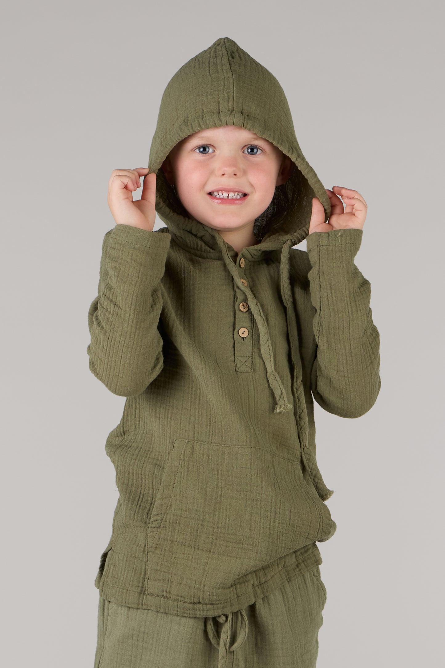 KIDS HOODIE SHIRT DC-OLIVE