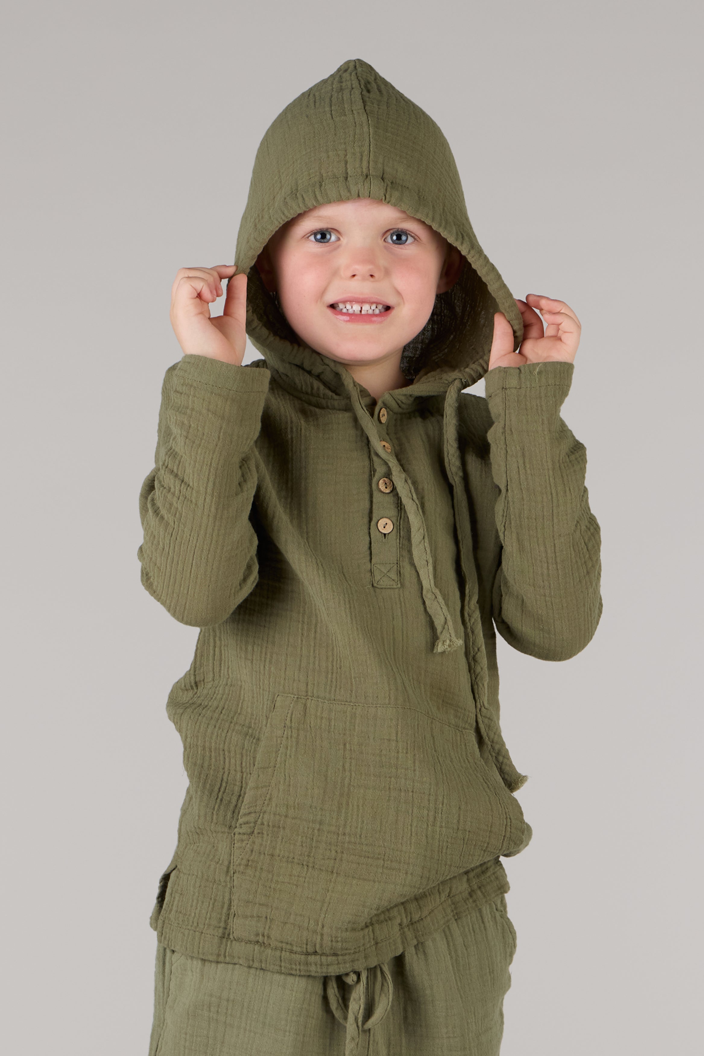 KIDS HOODIE SHIRT DC-OLIVE