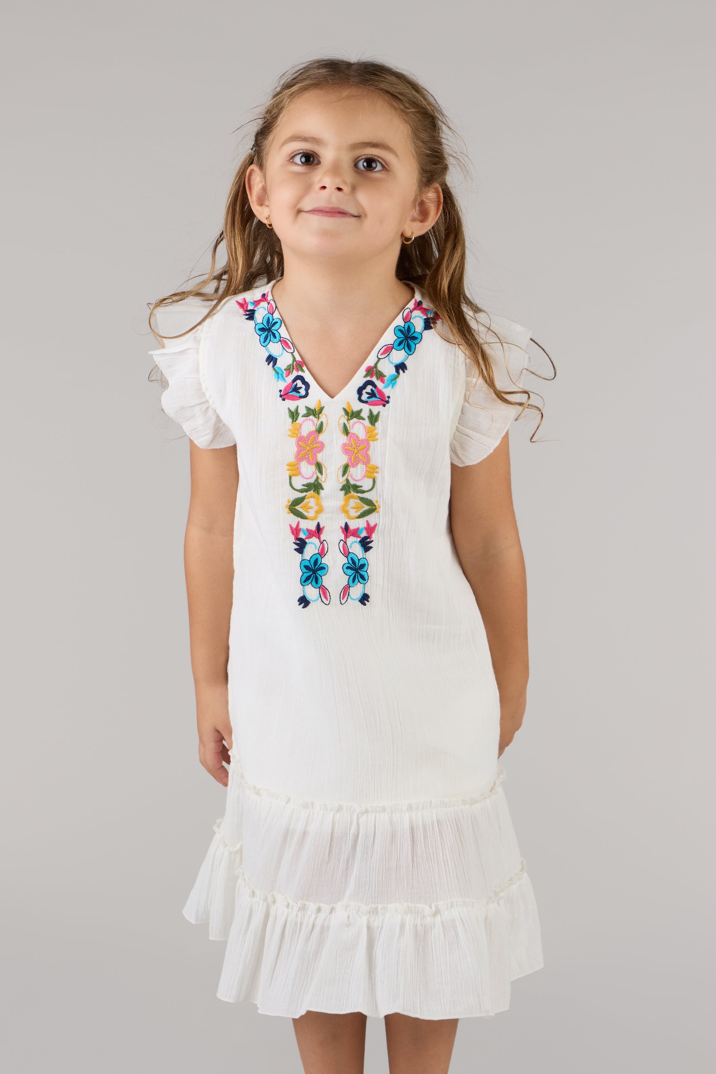 KIDS SHOLDIE DRESS-CREAM