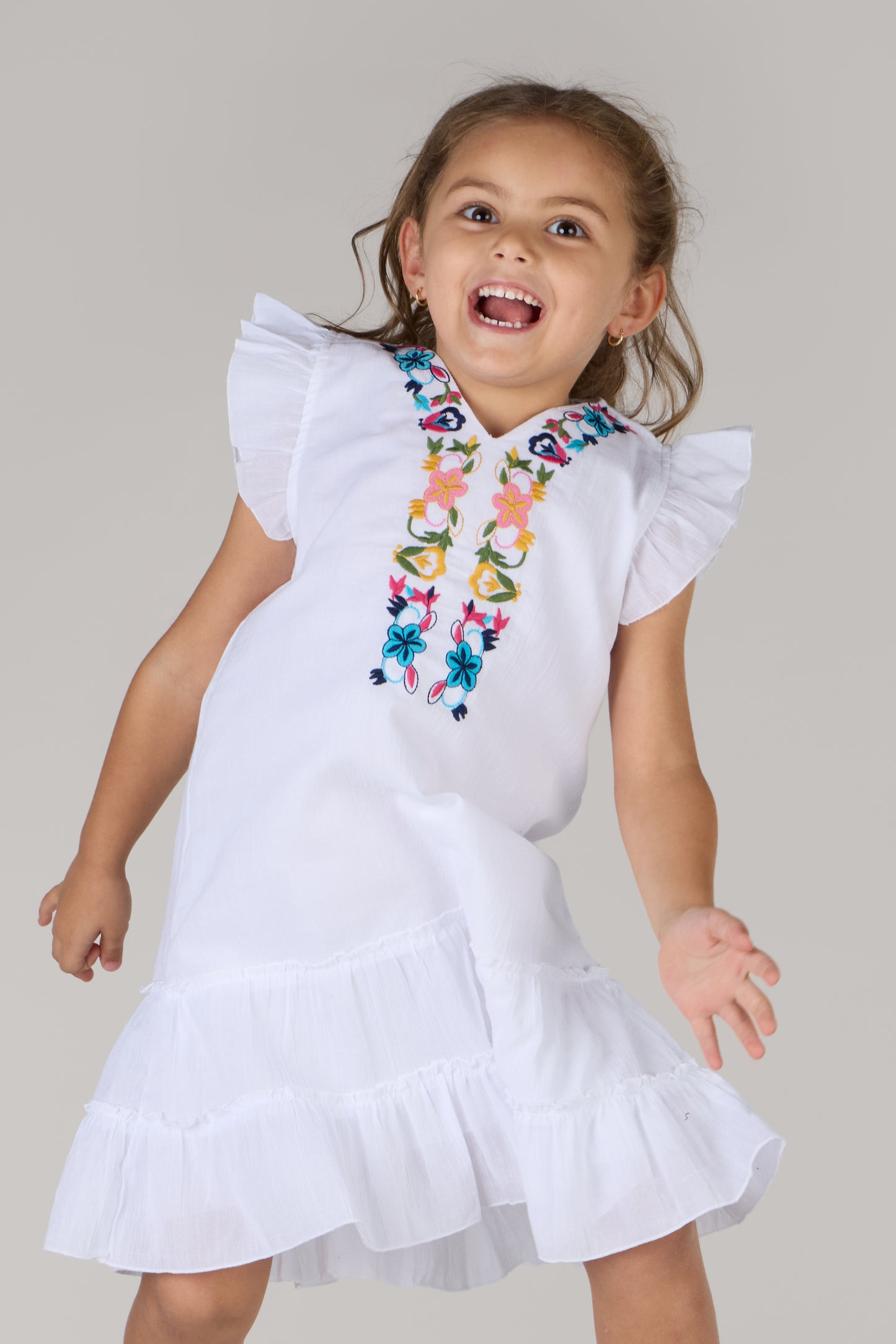 KIDS SHOLDIE DRESS-WHITE