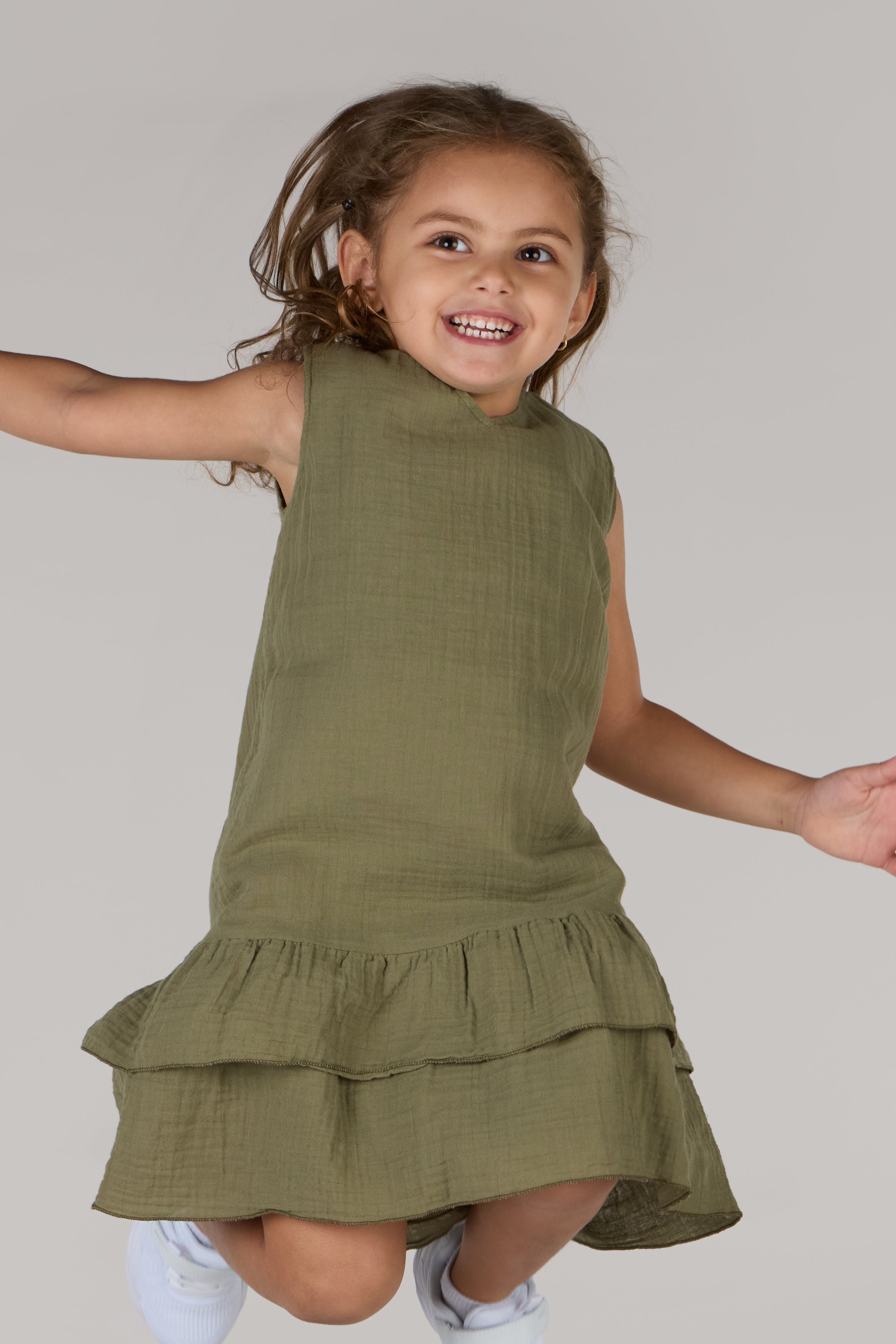 KIDS RIVER DRESS DC-OLIVE