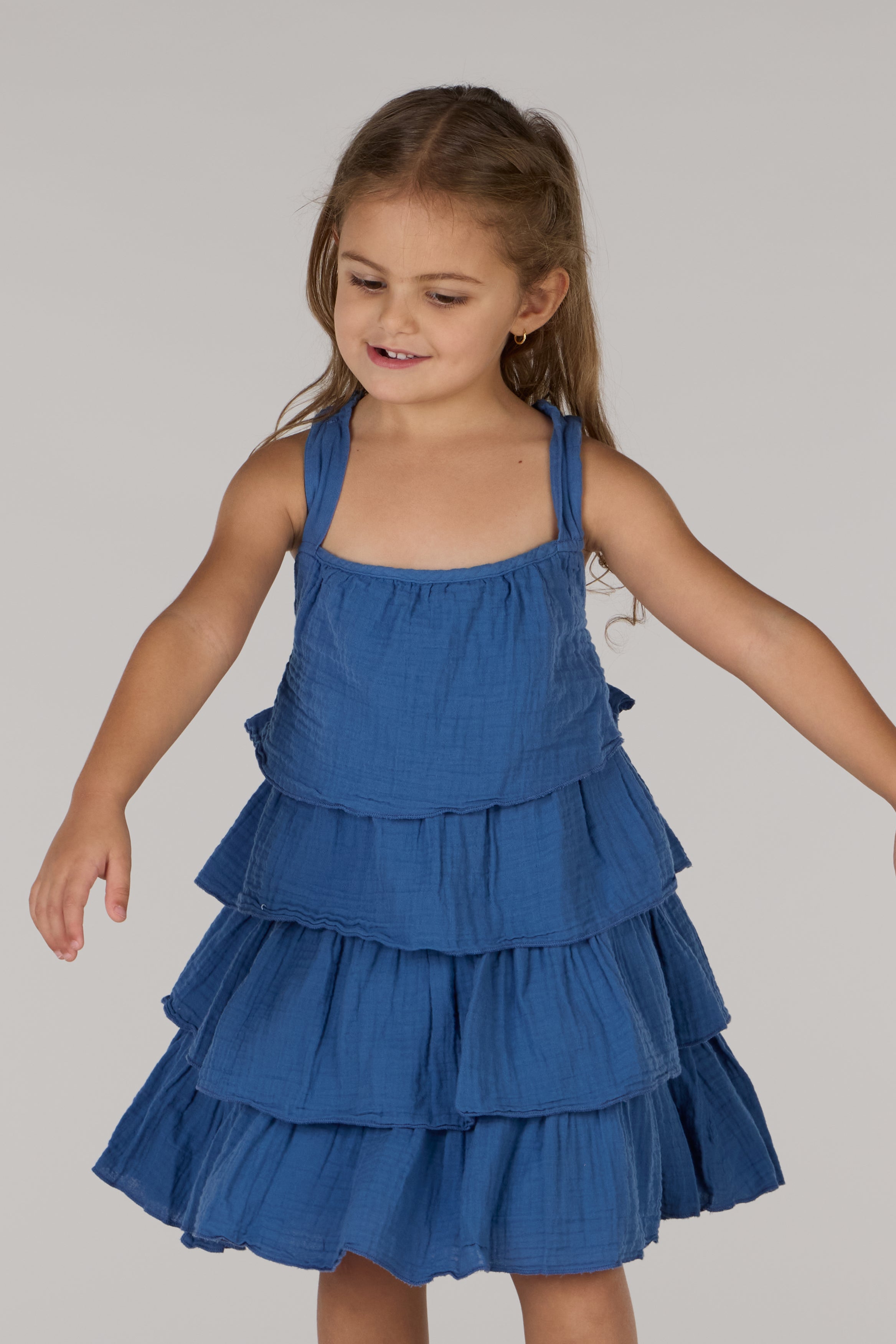 KIDS WAVES DRESS DC-INDIGO