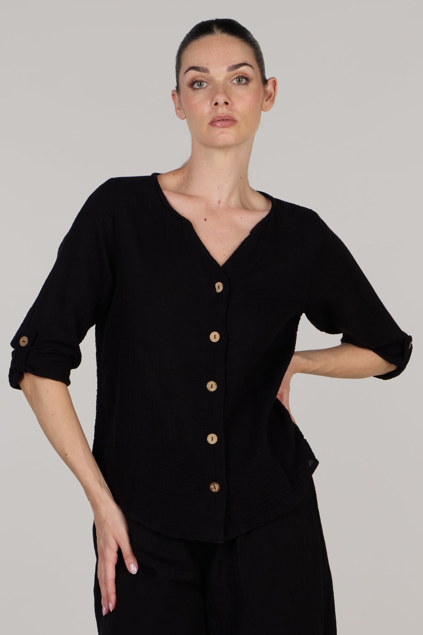 Рубашка Дженни, двусторонняя, черная.