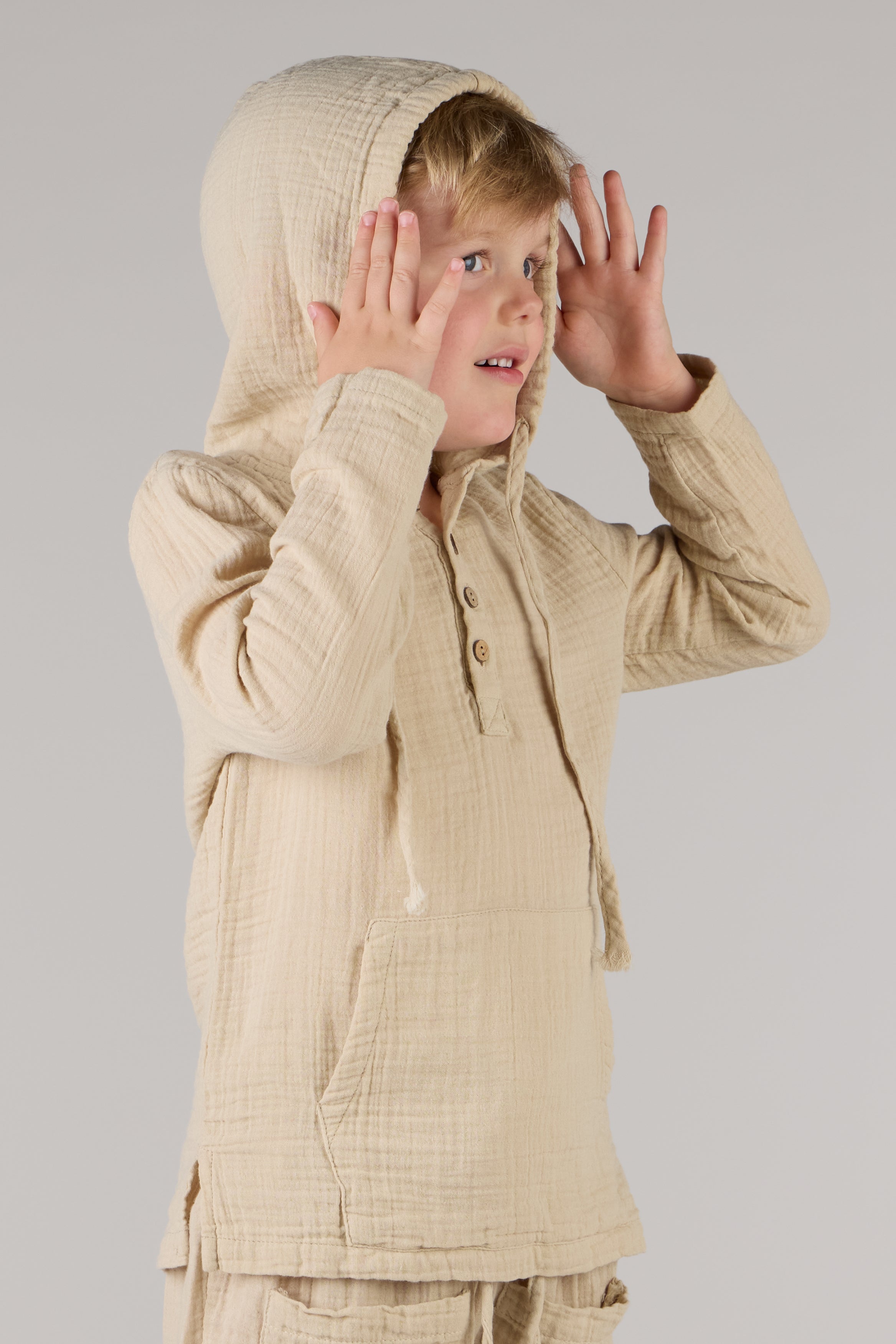 KIDS HOODIE SHIRT DC-BEIGE