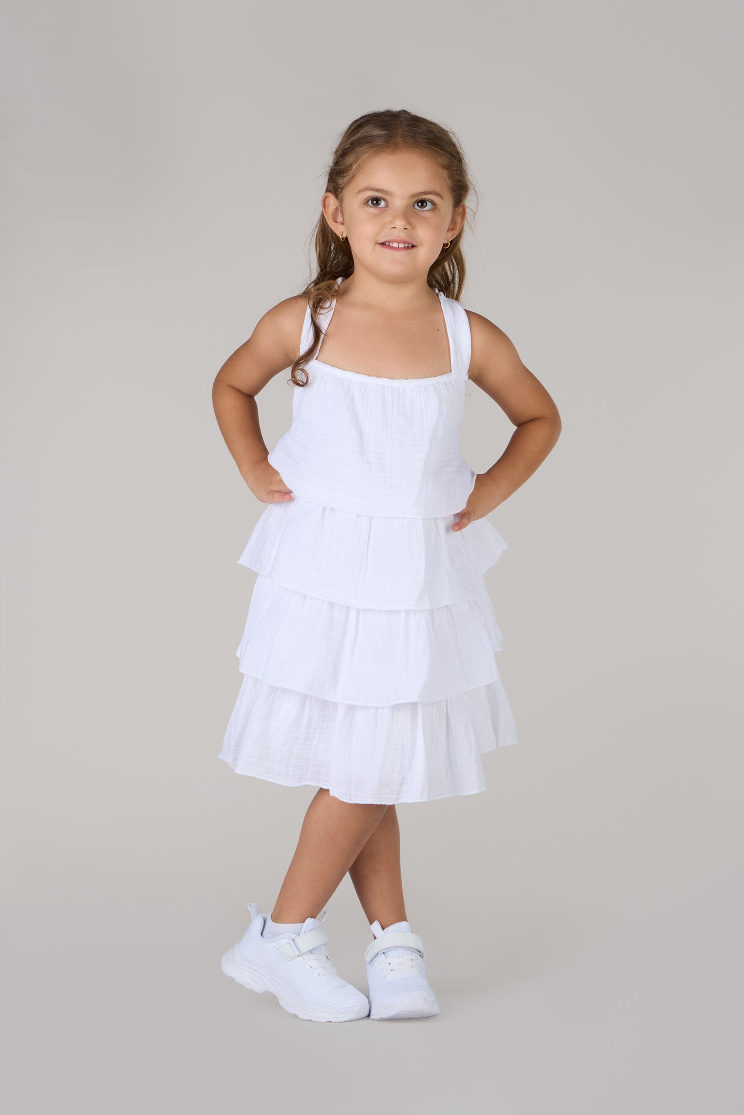 KIDS WAVES DRESS DC-WHITE