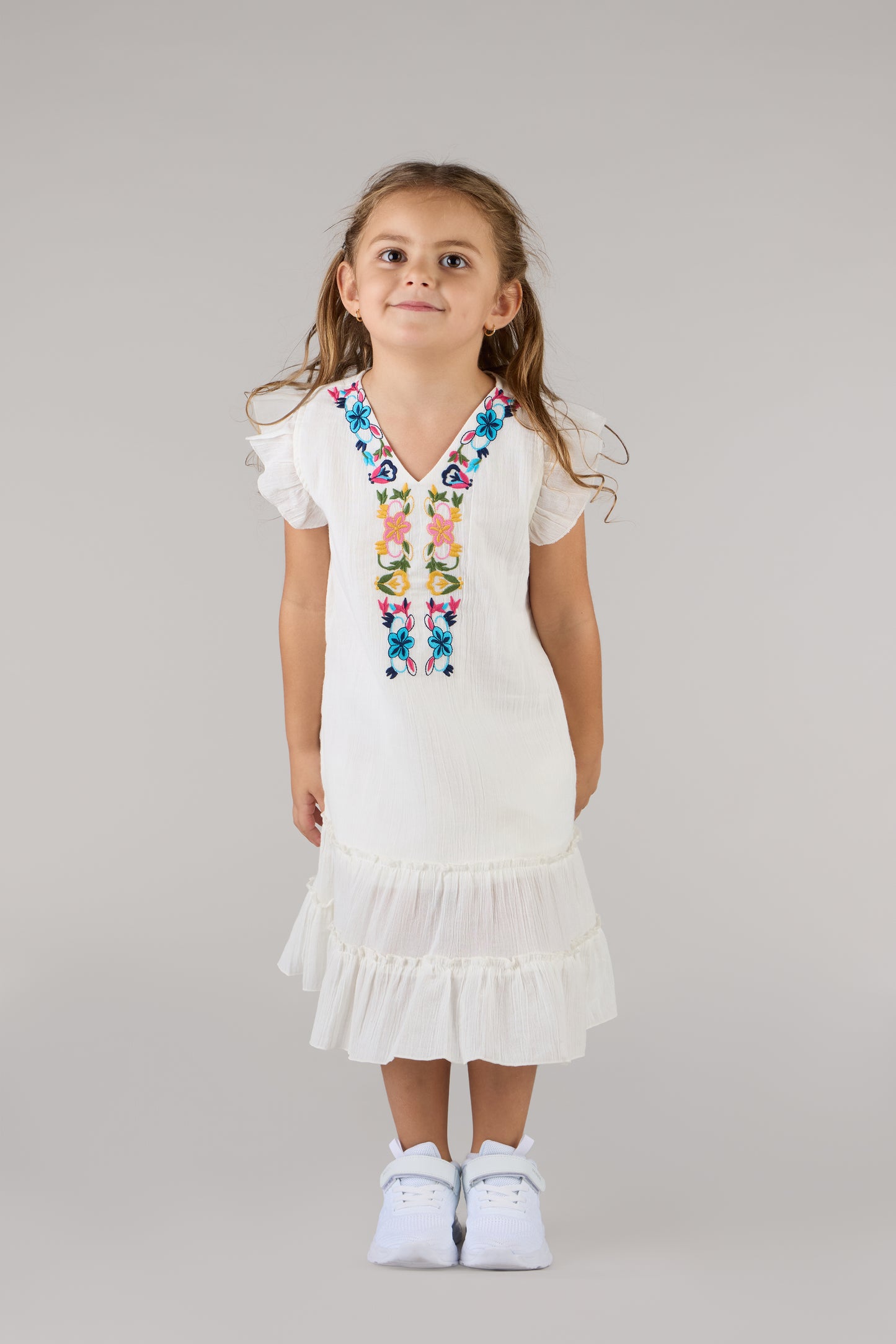 KIDS SHOLDIE DRESS-CREAM