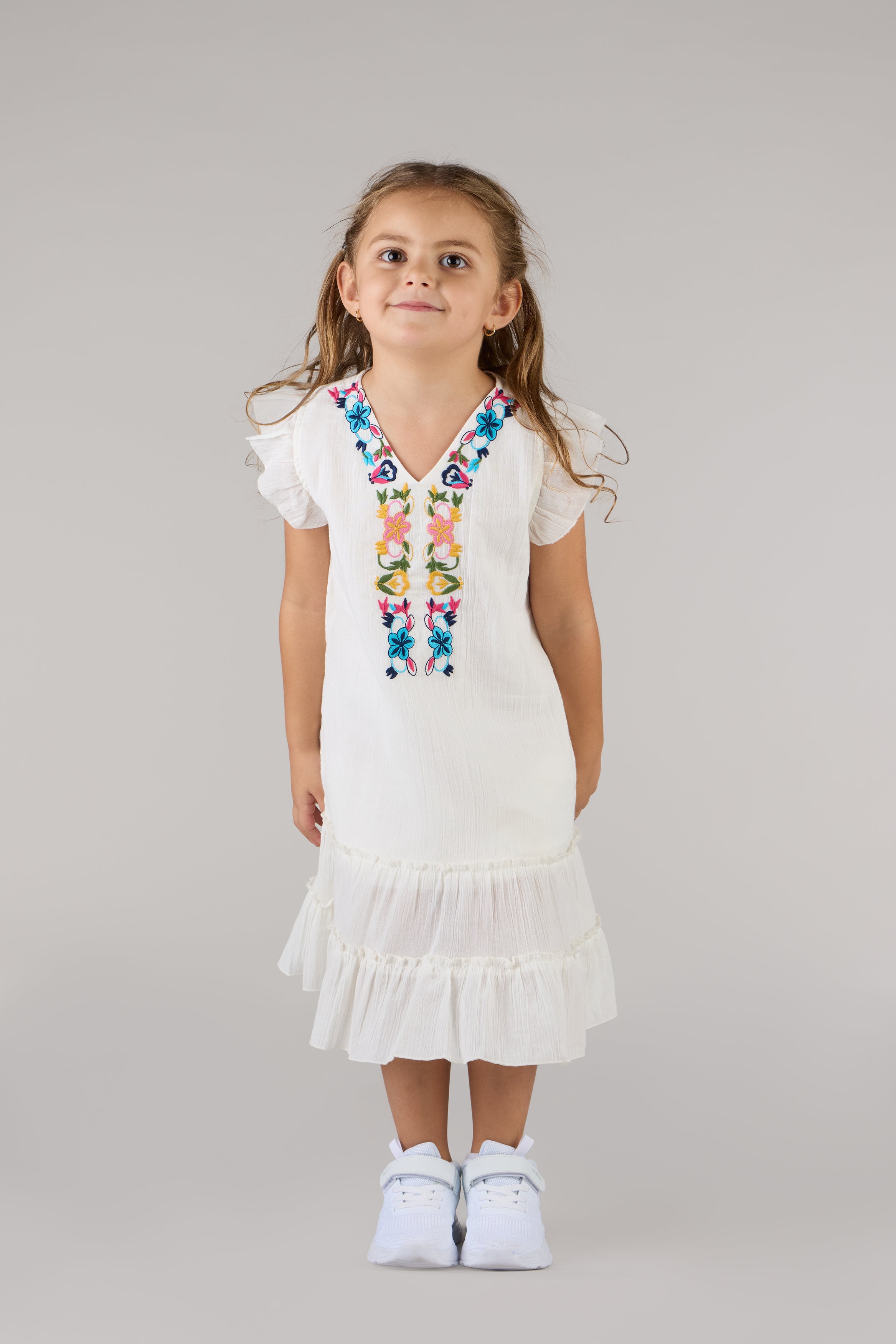 KIDS SHOLDIE DRESS-CREAM