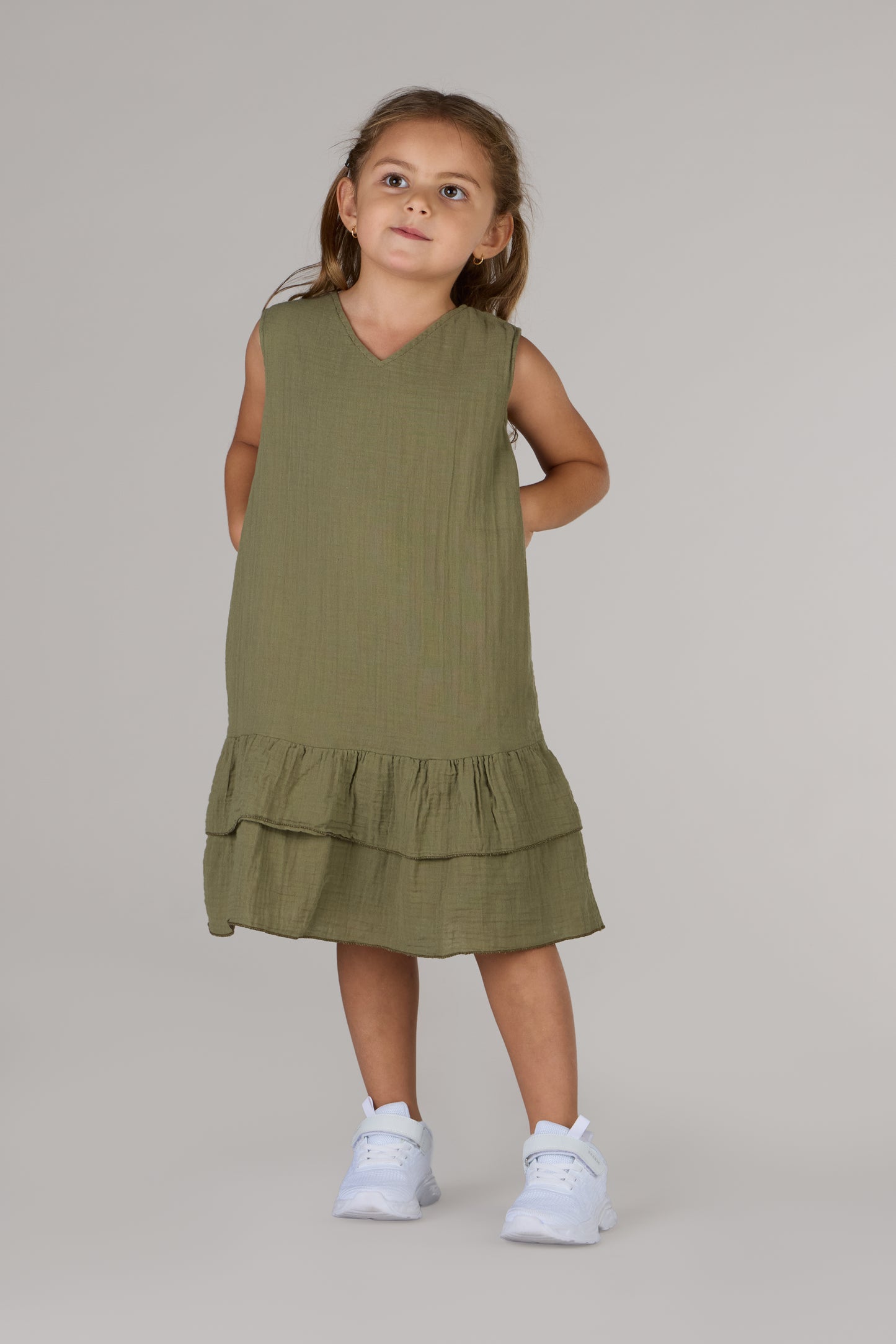 KIDS RIVER DRESS DC-OLIVE