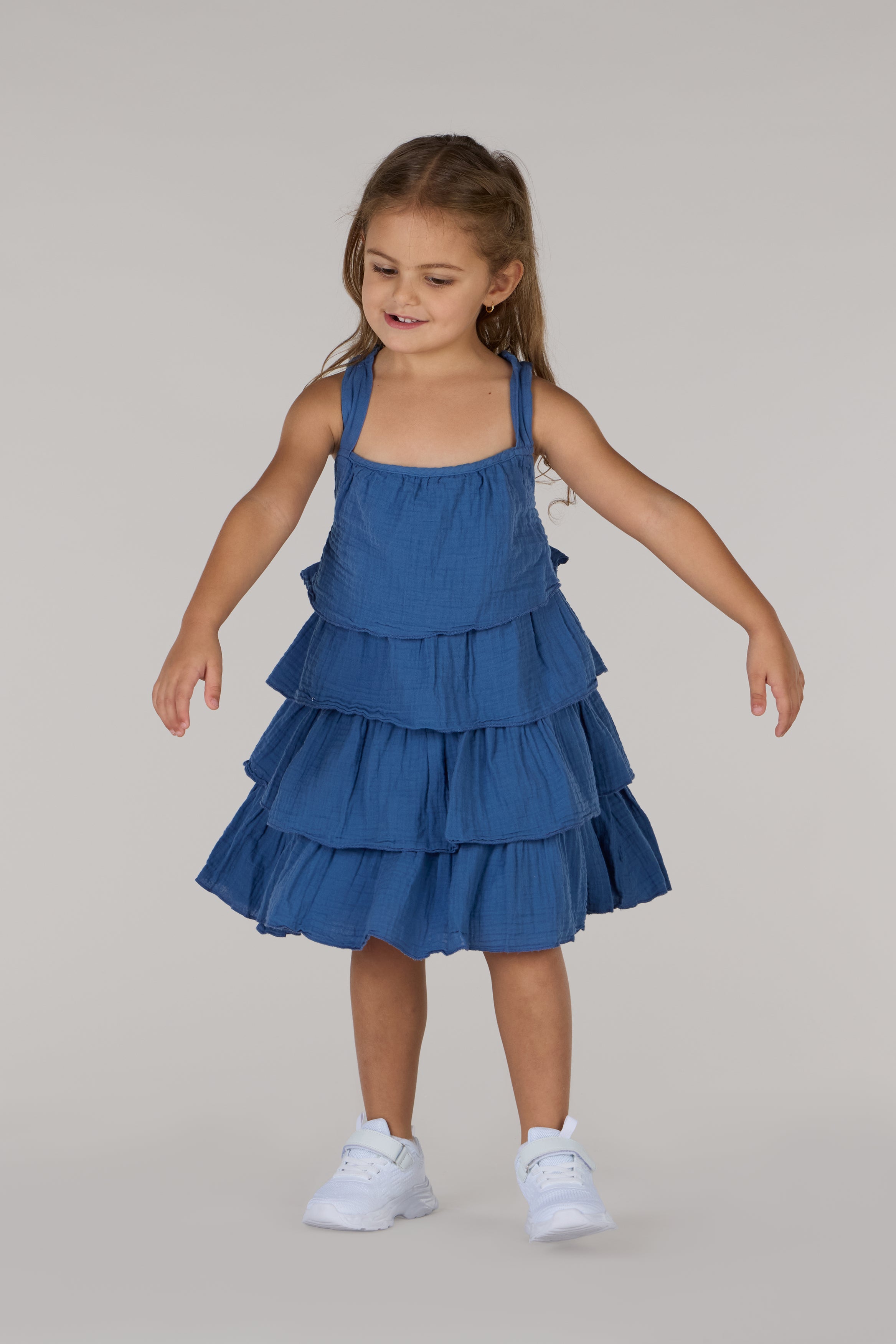 KIDS WAVES DRESS DC-INDIGO