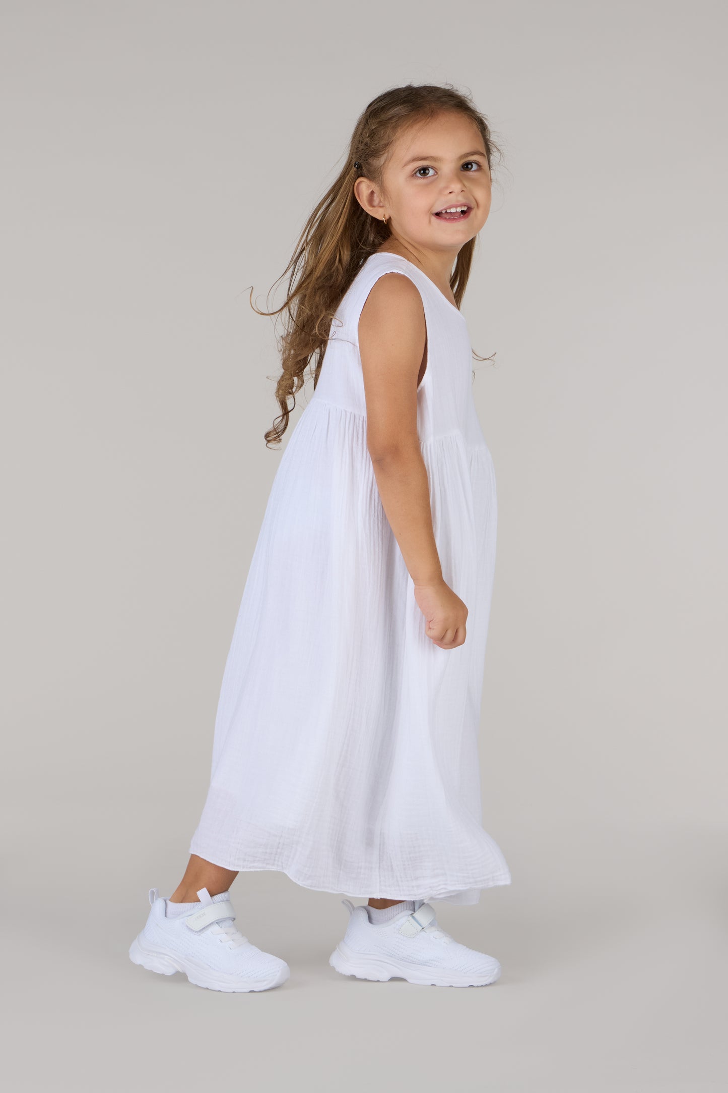 Платье с высокой талией "Морской"