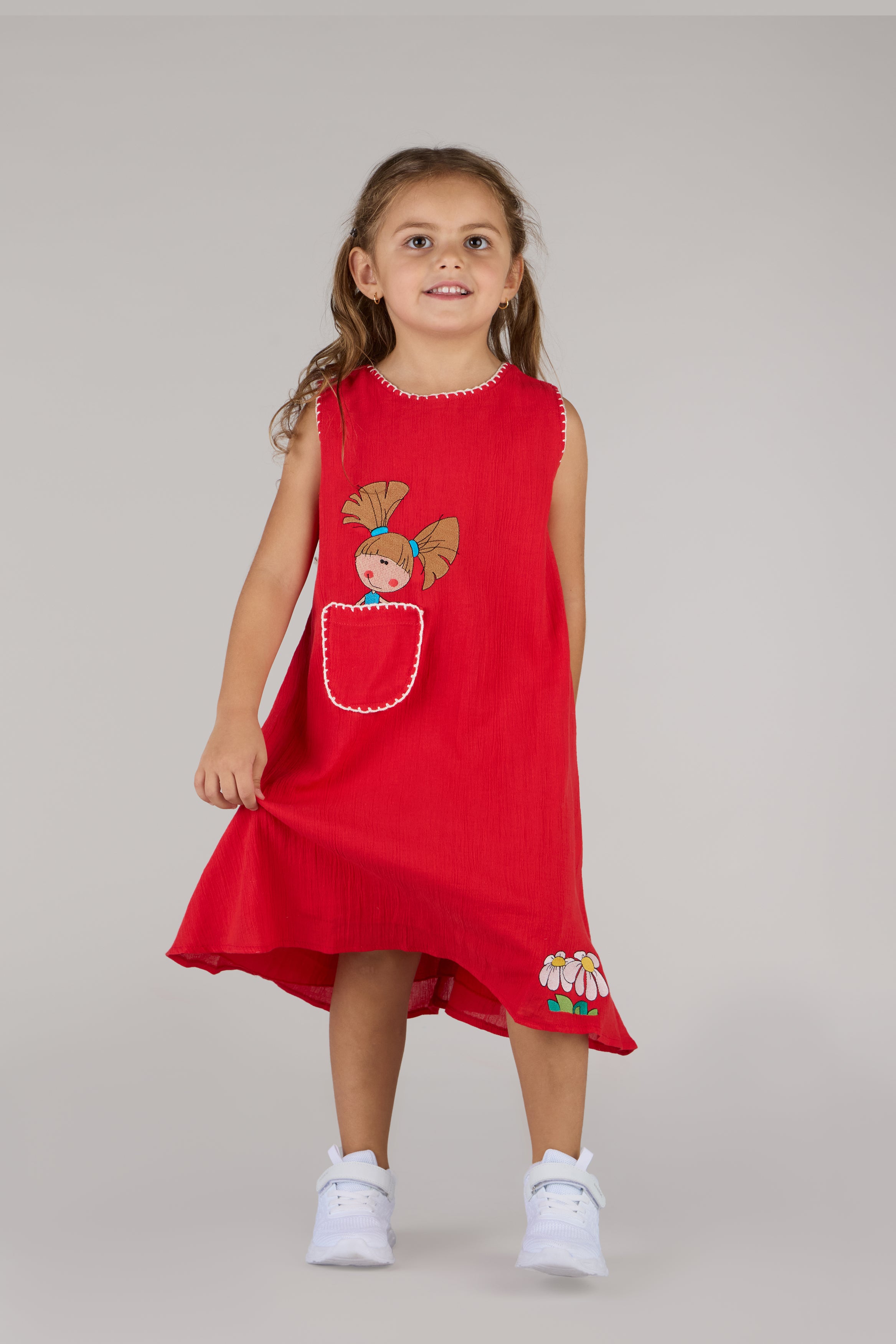 KIDS FLOWER DRESS-RED