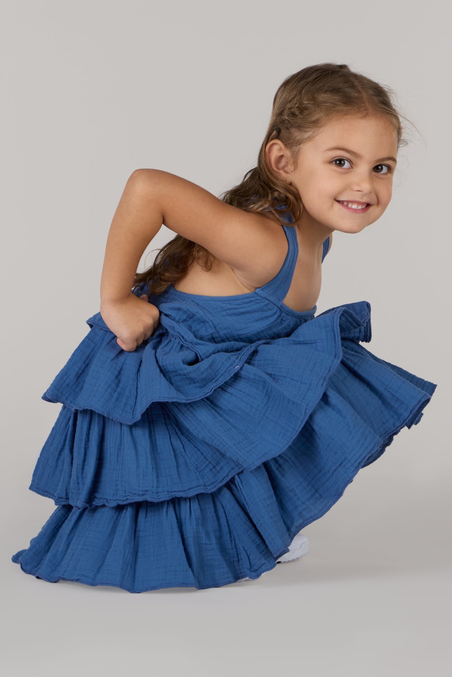 KIDS WAVES DRESS DC-INDIGO