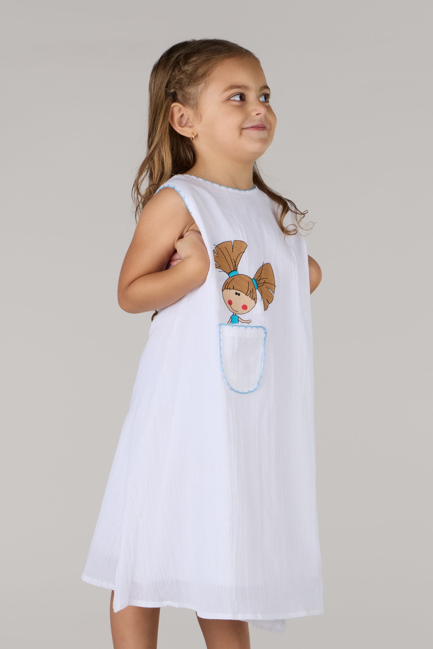 KIDS FLOWER DRESS-WHITE