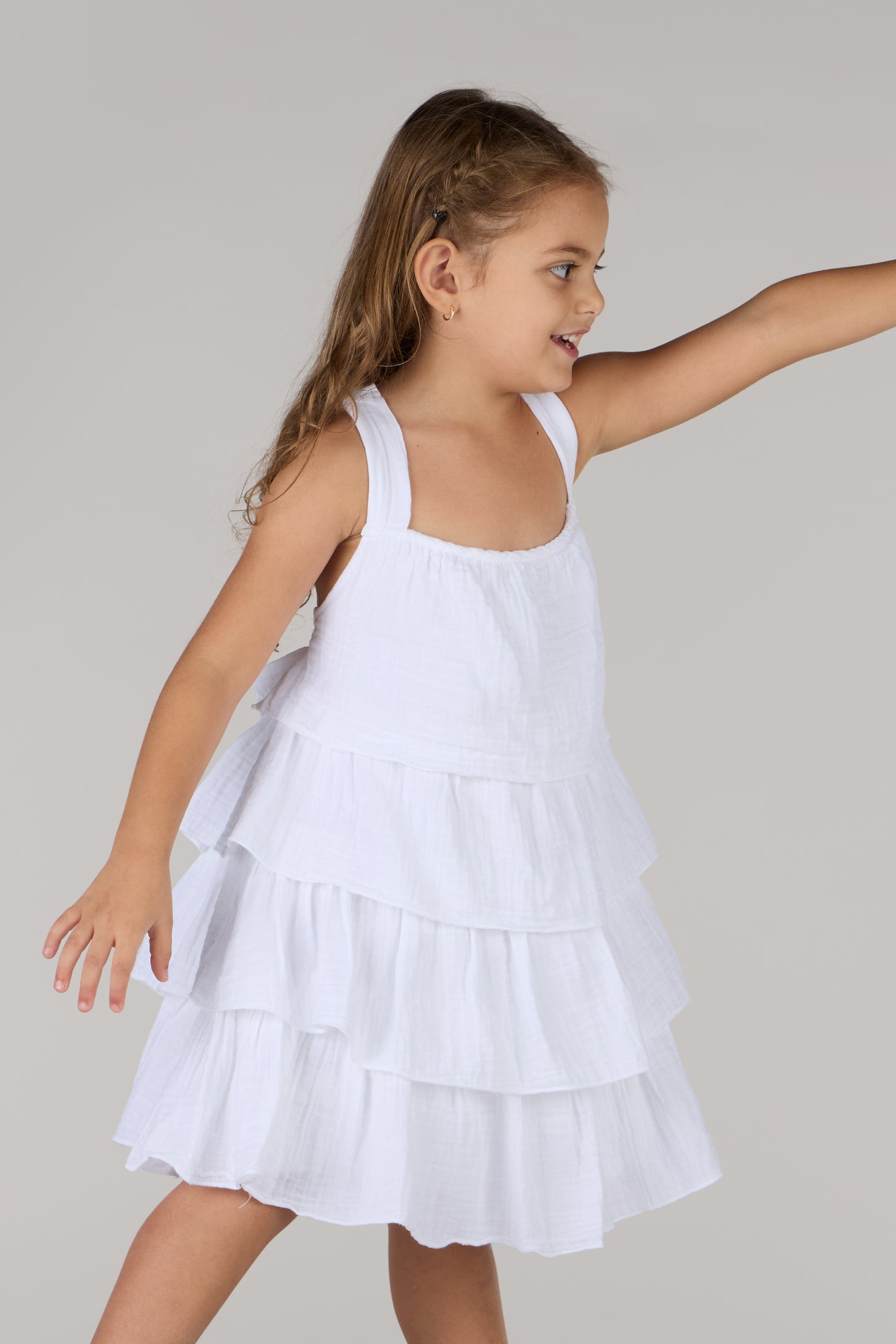 KIDS WAVES DRESS DC-WHITE