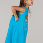 KIDS FLOWER DRESS-TURQUOISE