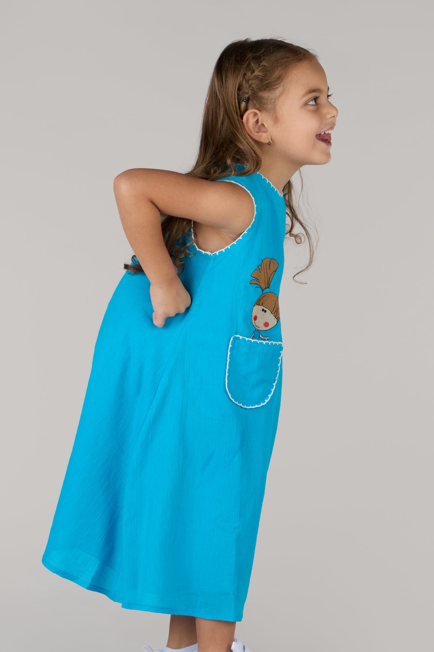 KIDS FLOWER DRESS-TURQUOISE