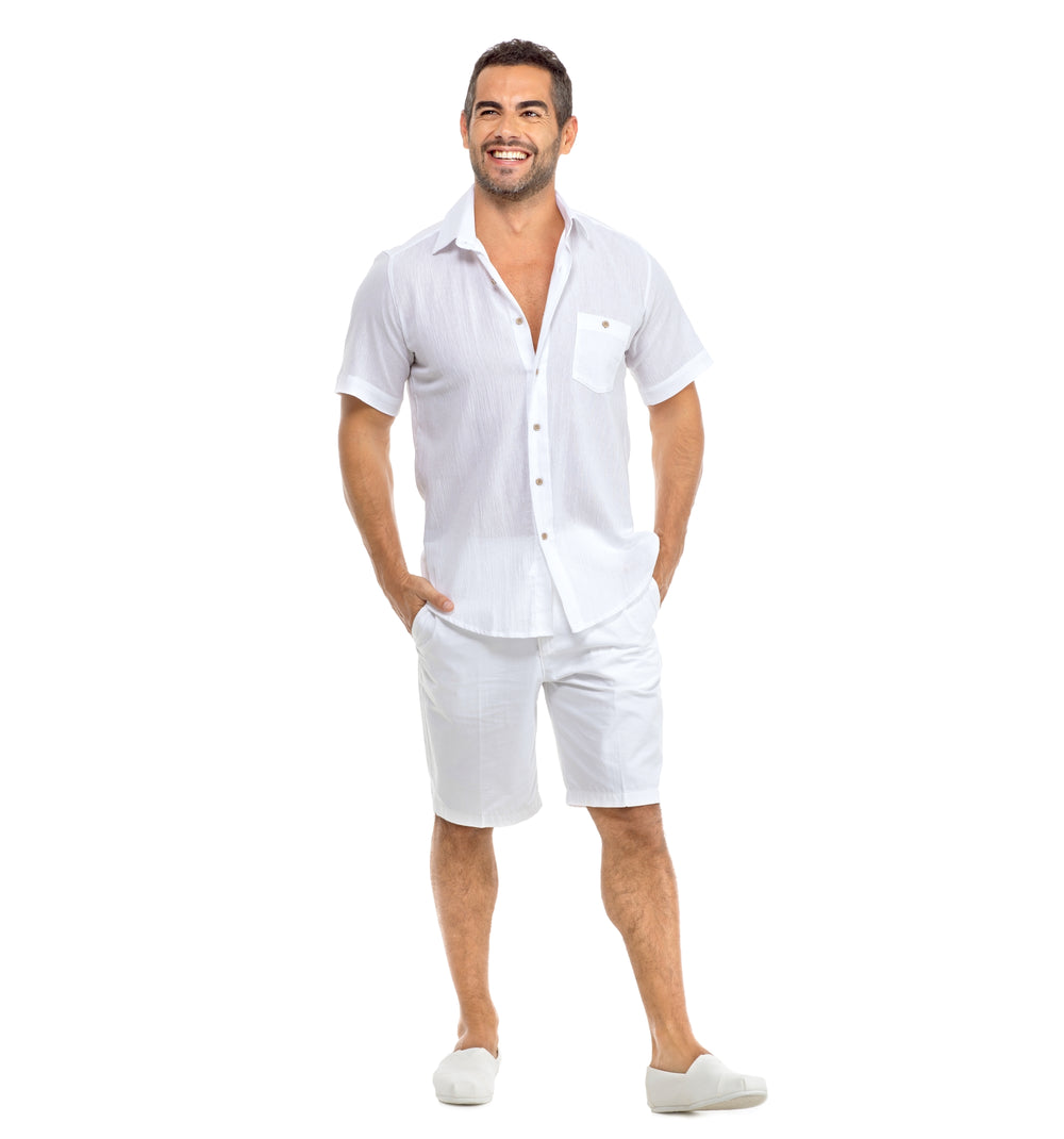 Slim Fit White Shirt Pocket - Short Sleeve